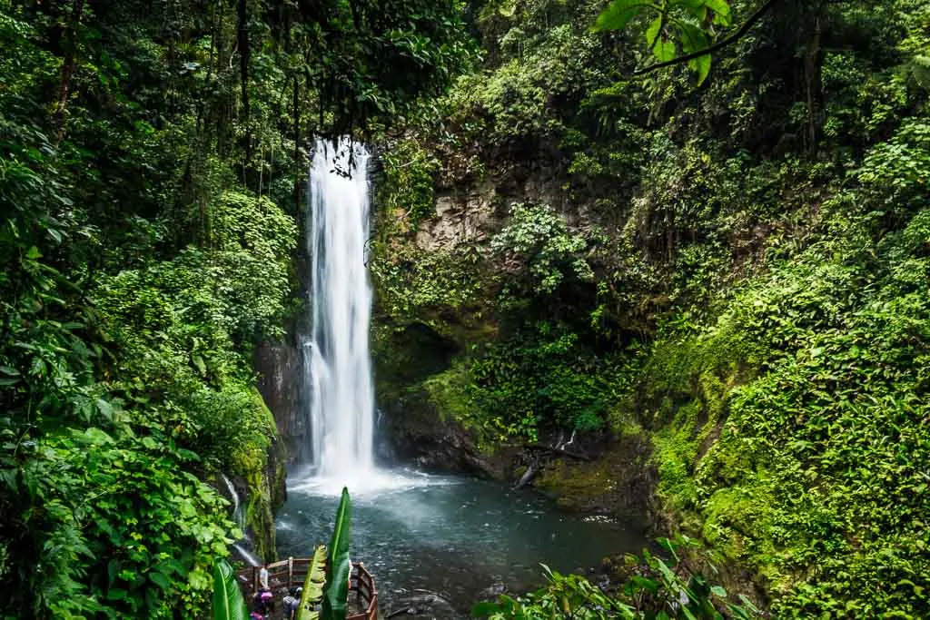 Rainforest waterfall in San Gerardo de Dota, a mountain hiking destination in Costa Rica