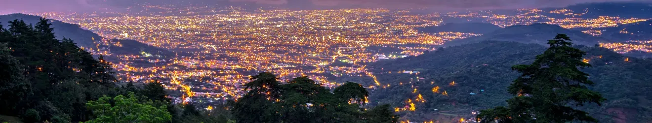Night panorama of the San José valley lights from the Tarbaca hills
